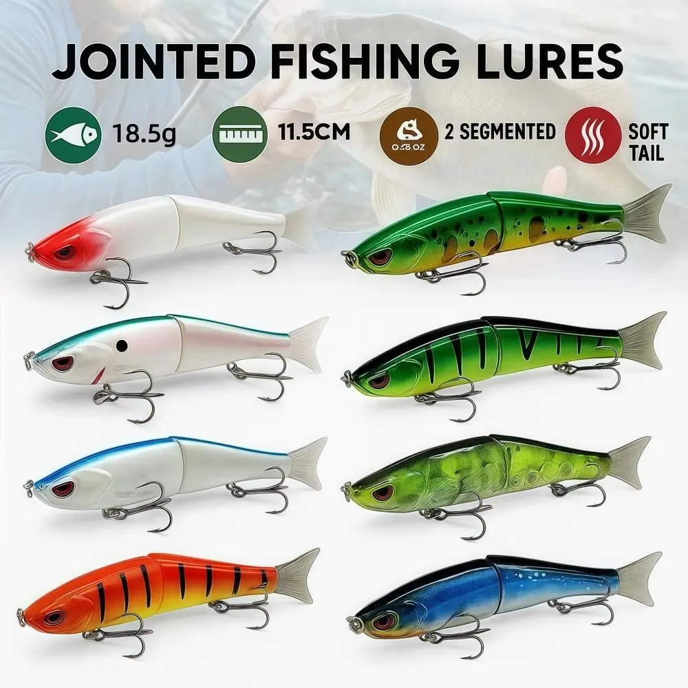

Professional Bionic Fishing Lure Bait 11.5CM 18.5g Swimbait 2-section Softtail Glide Hard Bait Seawater/Freshwater Lure Fishing