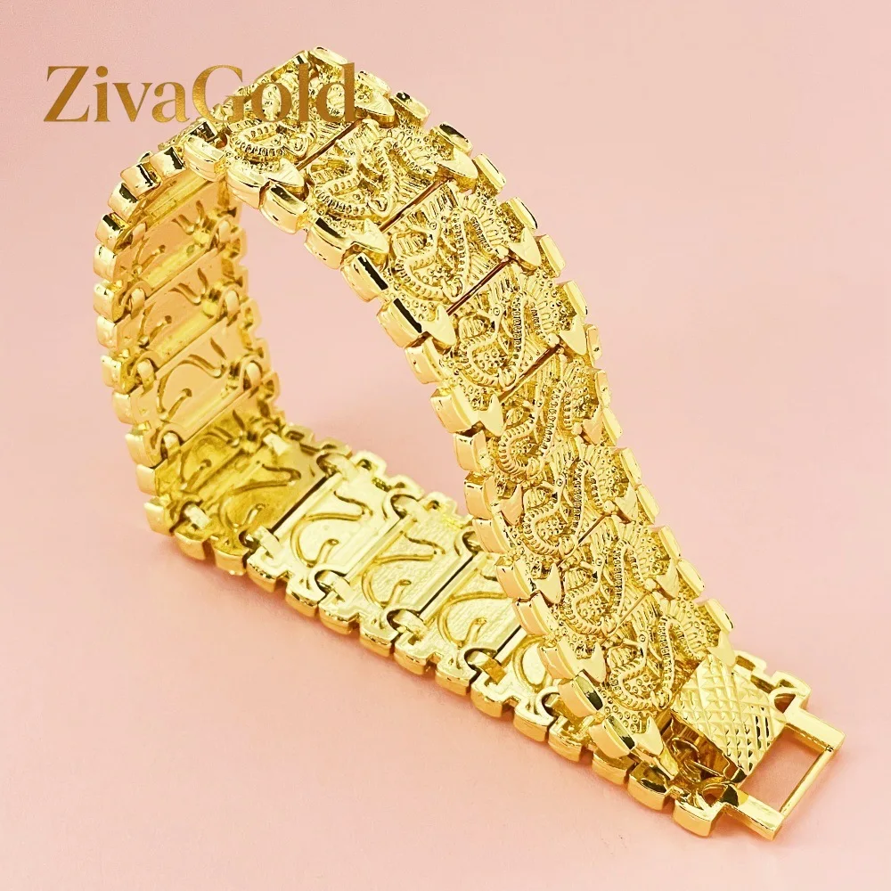 

ZivaGold 24K Gold AU999 2CM Dragon Bracelet Men - Premium 2CM gold, auspicious dragon, for business & important events