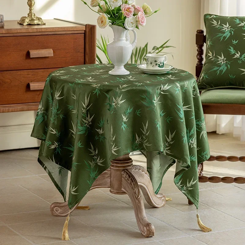 Bamboo Pattern Classical Vintage Tablecloth Chinese Style Literary Tablecloth Light Luxury Round Table Coffee Table Cover Cloth