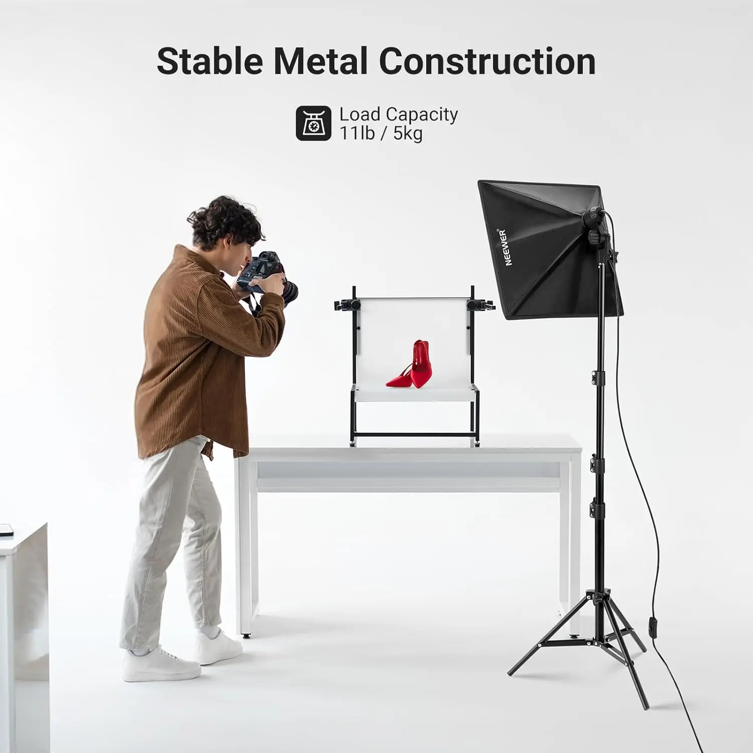 NEEWER Basics 6ft/180cm Fotografie-Lichtstativ 2er-Pack, 4-teiliges Faltbares Metall-Stativ für Kamera, Ringlicht, Zubehör – Detail 2