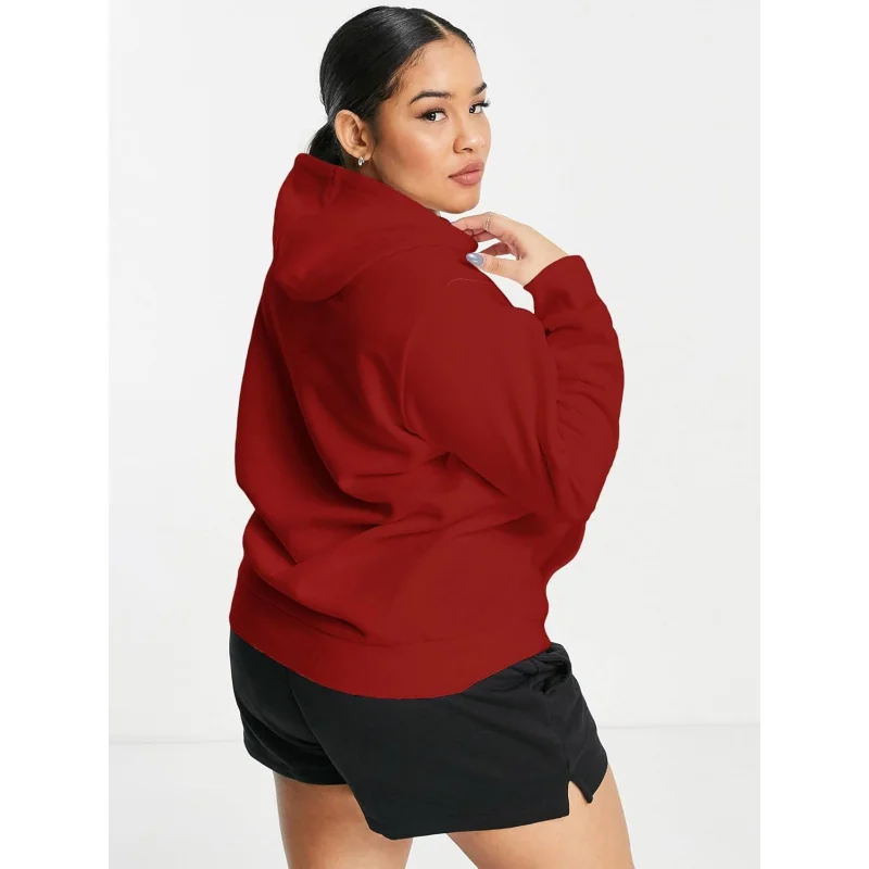 Feliz Navidad mujer casual moda suelta manga larga sudadera con capucha patrón impreso sudadera jersey Rojo