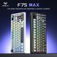 Teclado mecánico para juegos AULA F75 MAX, teclado deportivo RGB con cable/Bluetooth/2,4G, intercambiable en caliente, 75% con pantalla TFT para PC/Mac
