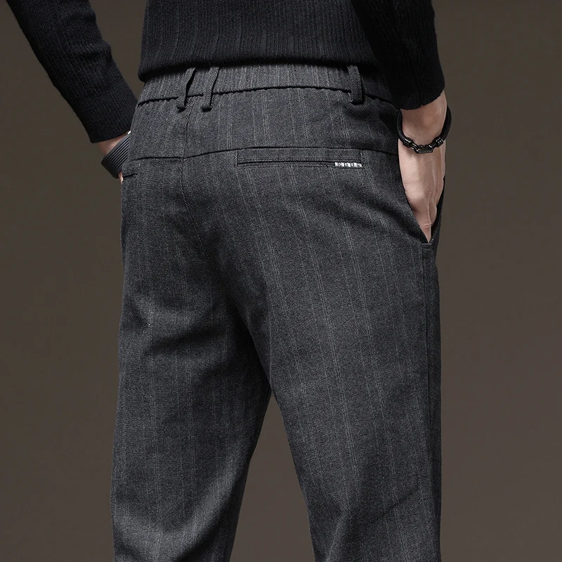2025 ربيع الخريف جديد سراويل تقليدية رجال الأعمال موضة سليم تمتد أسود رمادي ماركة الملابس نحى بنطلون الذكور 28-38 #4