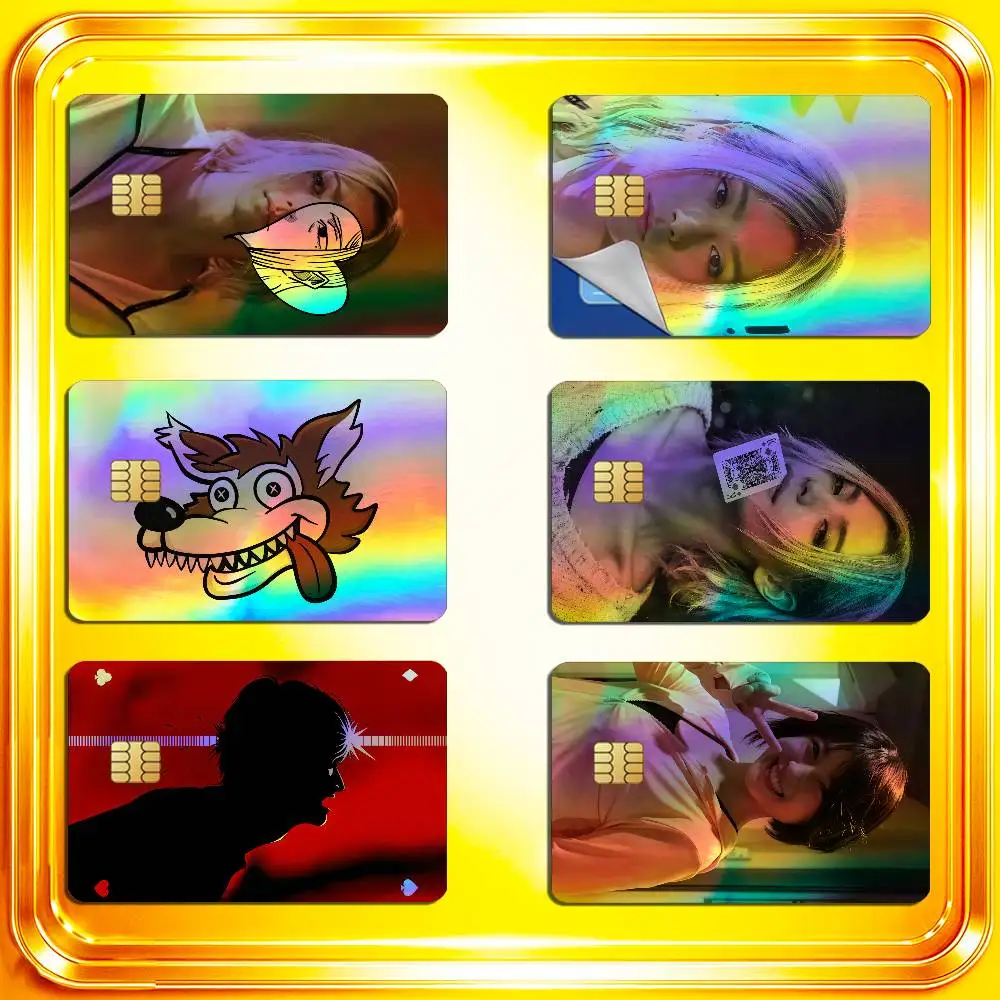 For Alice in Borderland Chishiya Usagi Yuzuha Credit Bank Sticker ID Access Card Cover Skin Rainbow Color Laser Stickers Film