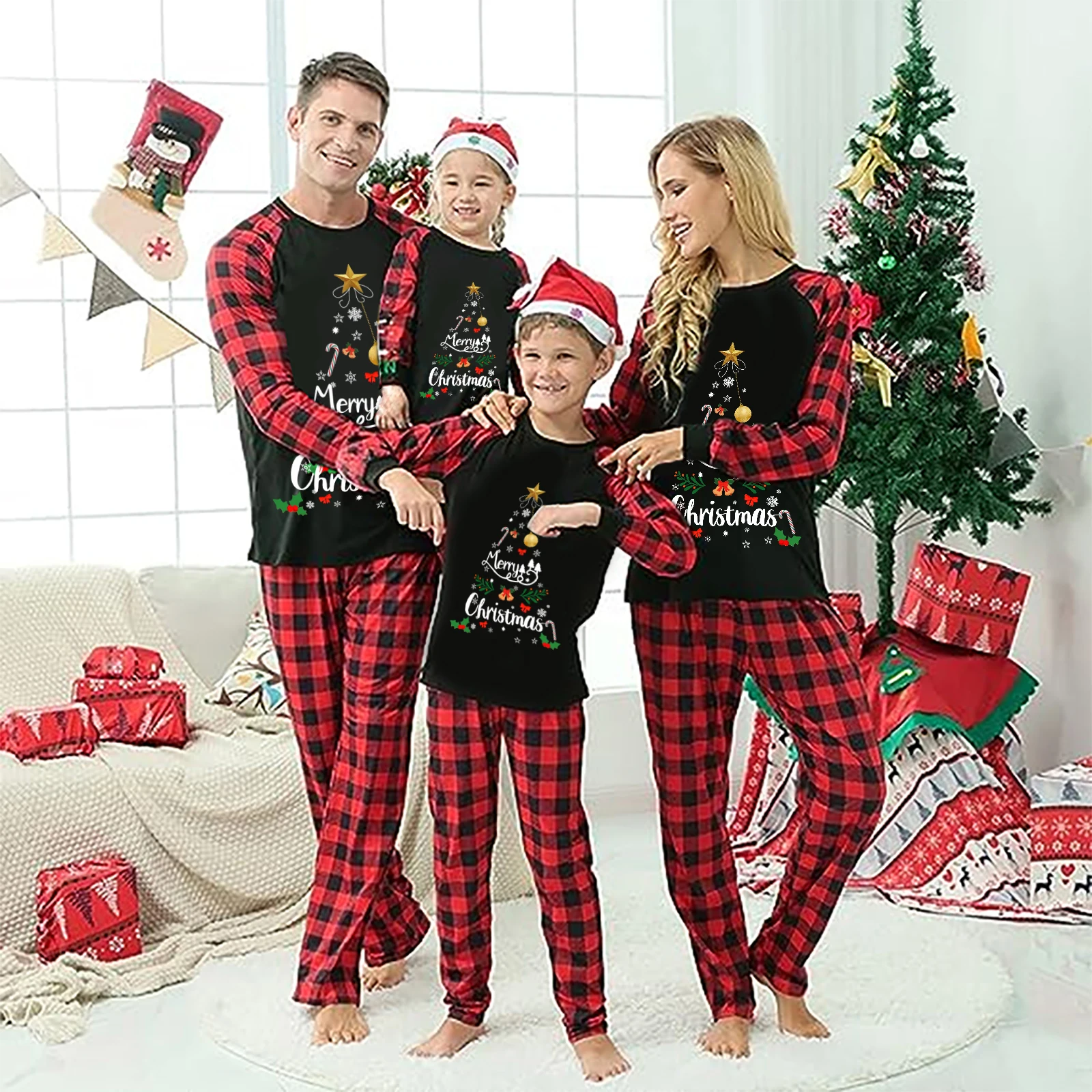 

Family Christmas Pajamas Matching Sets Adults 2024 Holiday Xmas Pjs for Couples and Dog Women Men Funny Reindeer Shirt Pants