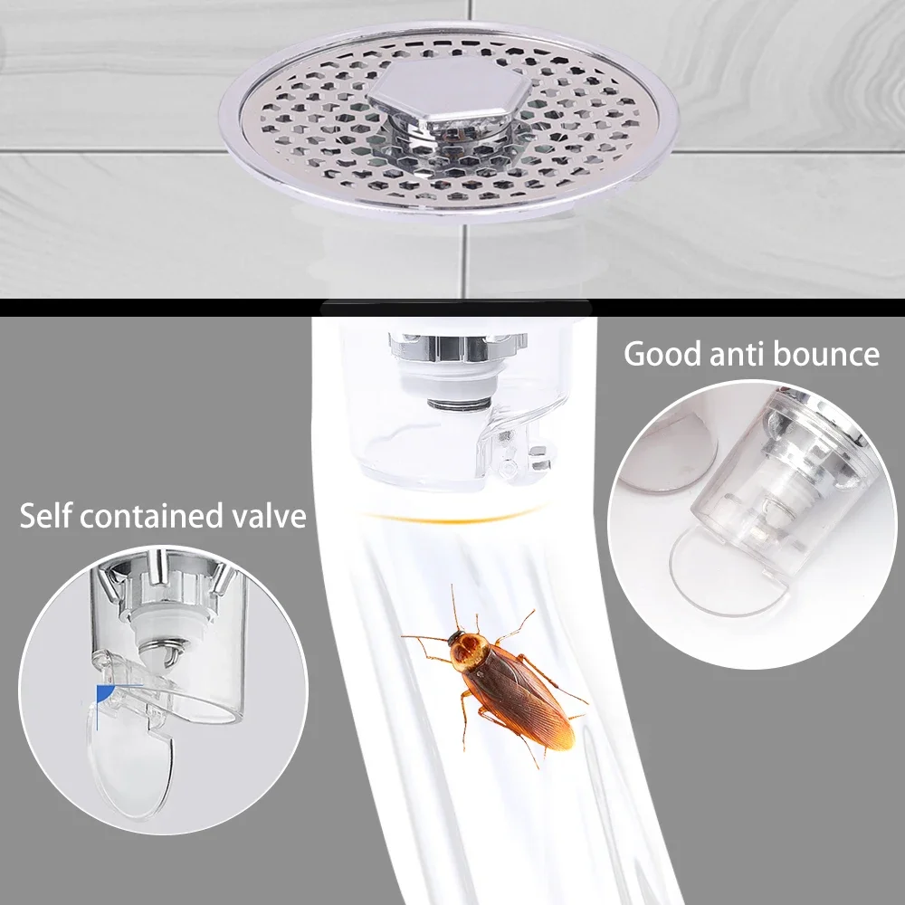 2pcs Washbasin Drain Stopper Pop-up Sink Filter Bathroom Stainless Steel Odor Proof Bouncing Core Hair Anti-blocking Strainer