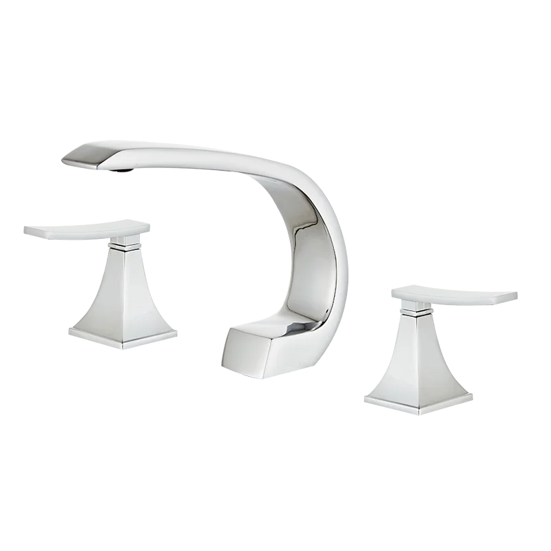 Bathroom Basin Faucet Mixer Sink Faucets Chrome Paint Brass 3 Holes Double Handle Bathbasin Bathtub Tap Hot And Cold Water Taps