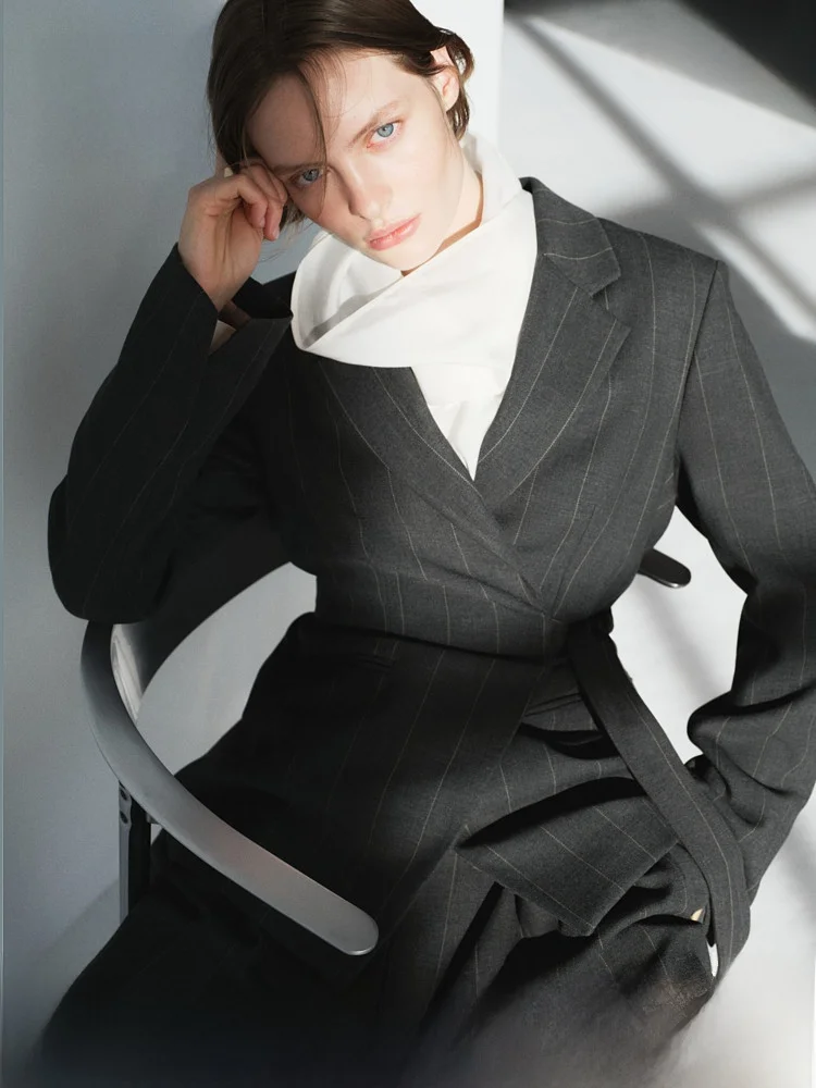 

H&M Summer New Women's Casual Wrap Suit Business Style Polyester Fiber Spandex Elastic Fiber Rayon Daily Wear Polyester Fiber...