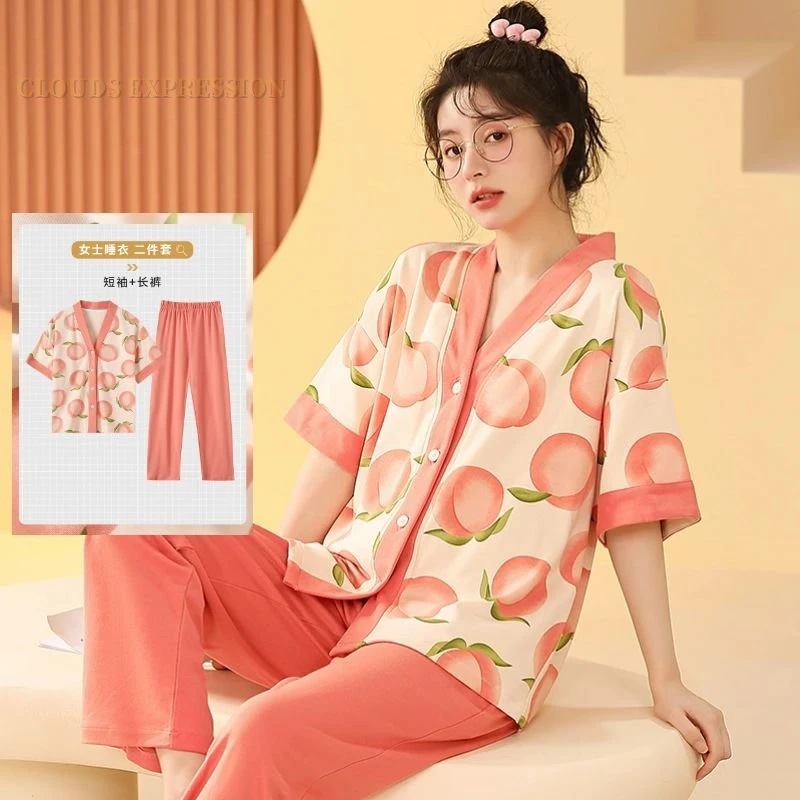 Spring Kimono Cartoon Nightwear Kawaii Girls Young Women\'s Pajama Sets Pyjamas Sleepwear Female Loungewear Pijama Mujer Homewear