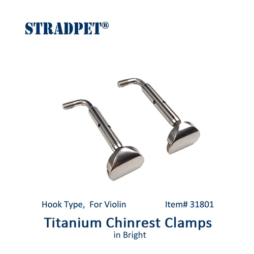 Imagen 1 del producto Abrazaderas para mentonera de titanio STRADPET, en gris brillante o pistola, opción de versiones refinadas o comunes, para violín