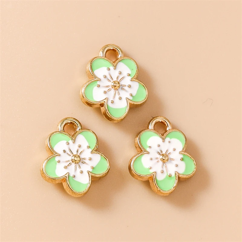 20 Stück 10x12mm Niedliche Bunte Mini-Emaille-Blumen-Anhänger für Schmuckherstellung Ohrringe Halsketten Armbänder DIY Bastelbedarf – Detail 9