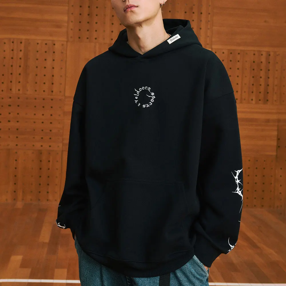 Cotton Autumn and Winter Hoodies with Brambles Printing Long Sleeve Hooded Sweater Oversize Pullover Sportwear