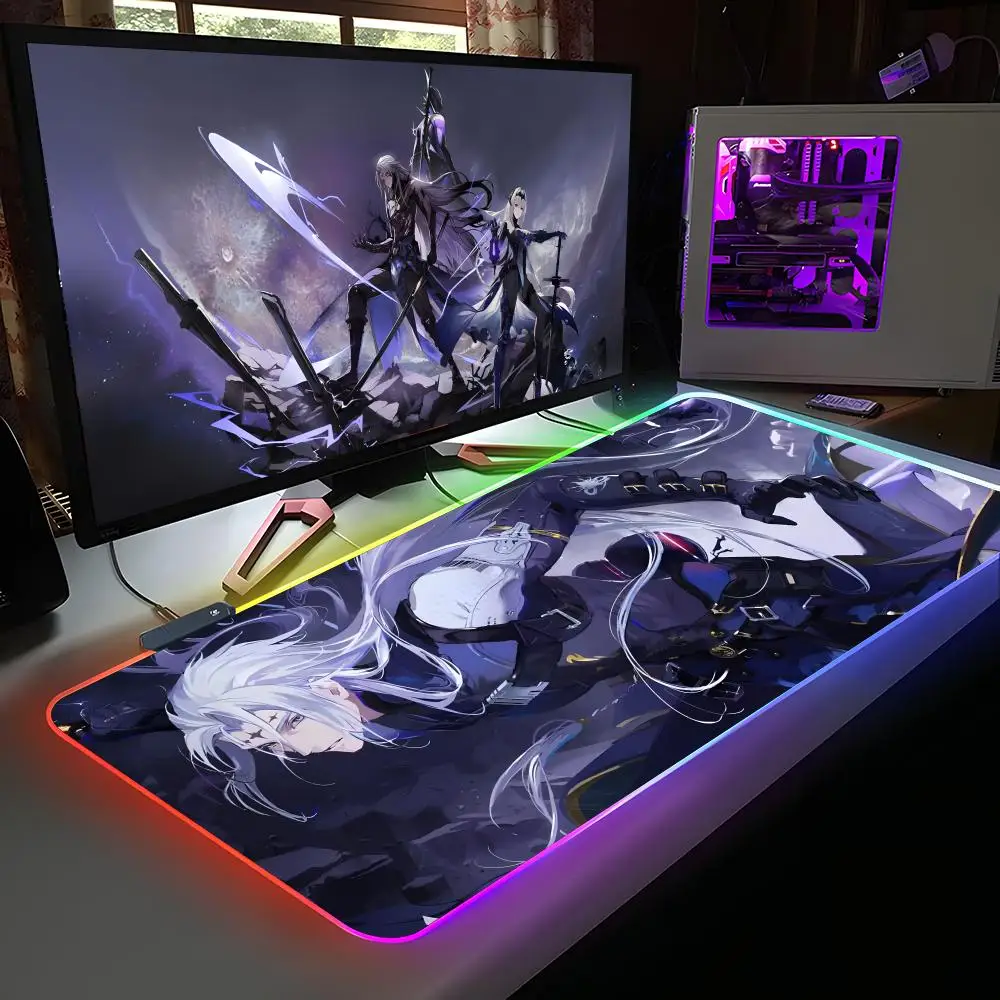 

Коврик для мыши Wuthering Waves Calcharo RGB, резиновый компьютерный ноутбук, официальная игра, цветной киберспортивный эстетический красивый модный роскошный коврик