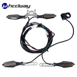 E Bike Electric Bicycle Waterproof Cable Light Set 48V 60V Front Rear Flashing Dynamic LED Turn Signals Horn Scooter Accessories