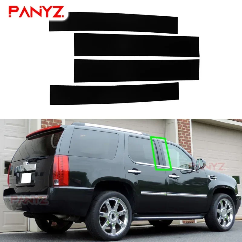 Glossy Black Pillar Posts Window Cover Trims Sticker for Cadillac Escalade 2007 2008 2009 2010 2011 2012 2013 2014 Accessories