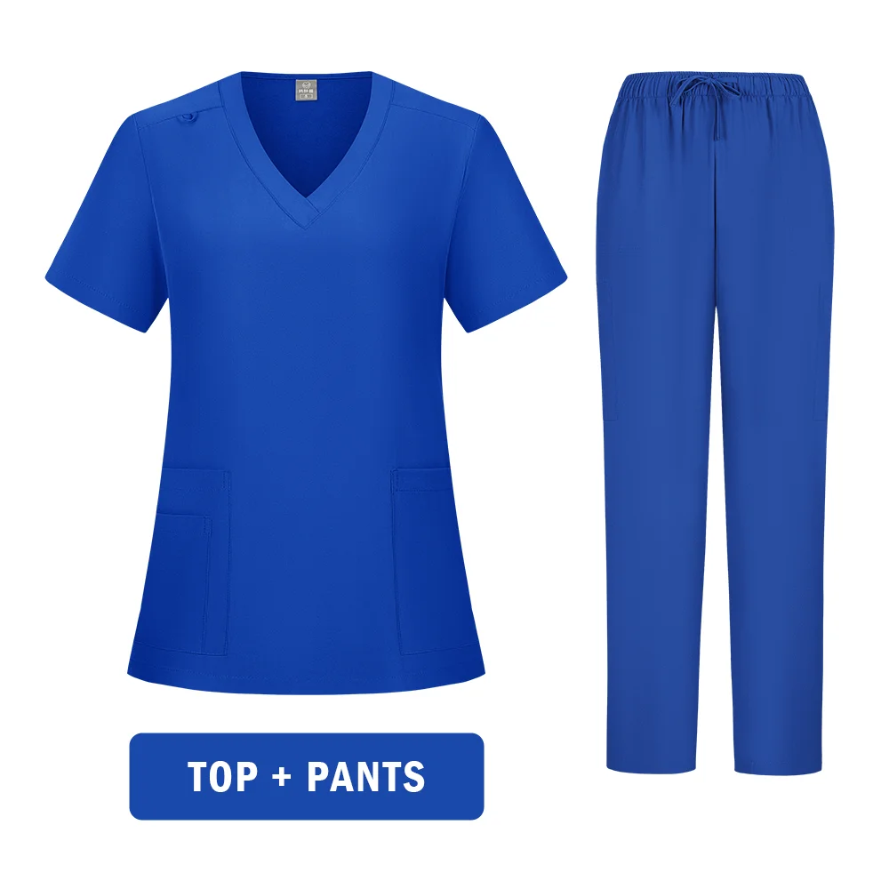 Unisex Medical Uniforms for V-neck Nurse Scurbs Set Women Hospital Doctor Workwear Oral Dental Surgery Work Uniform Short Sleeve