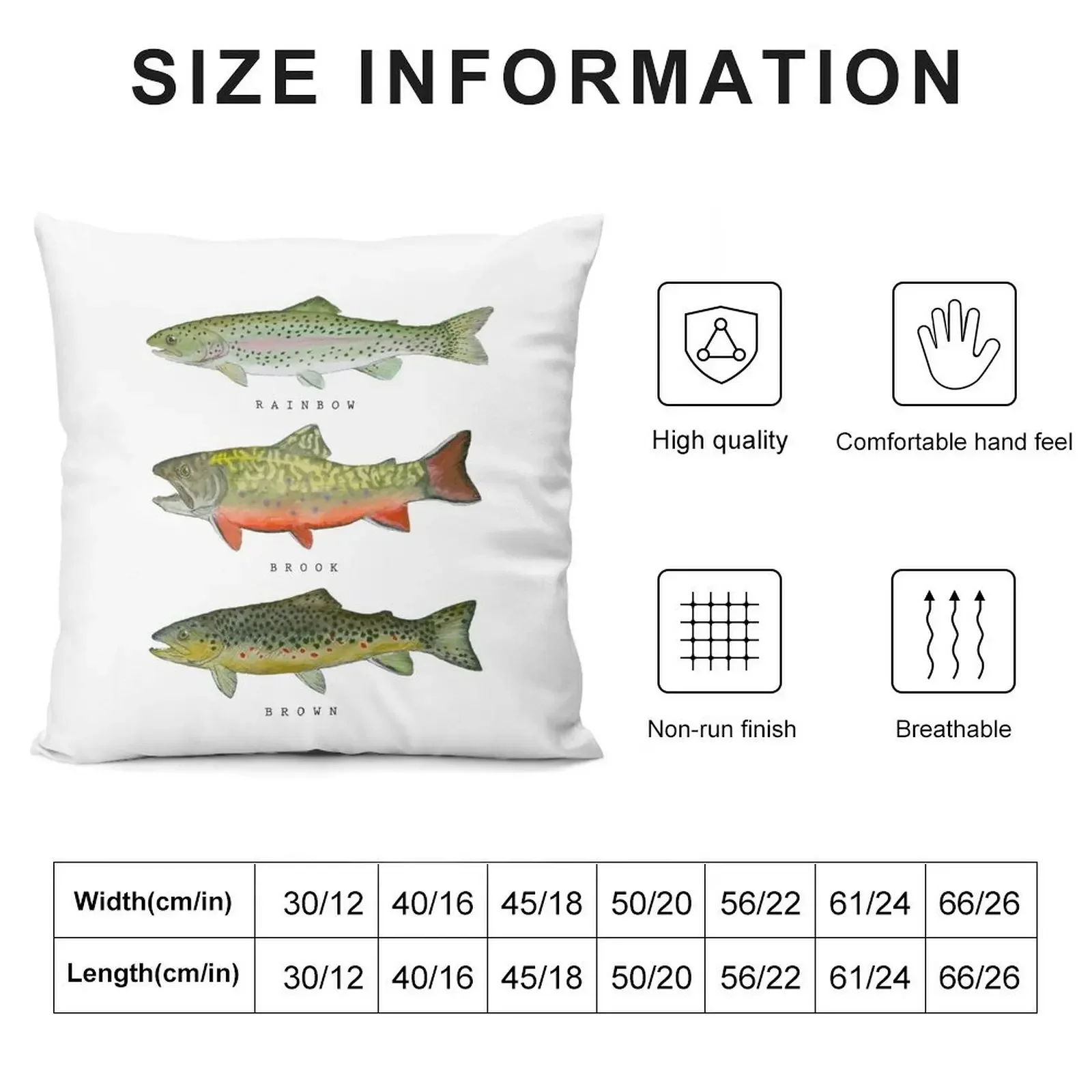 Trout Triad Throw Pillow Pillow Cases Decorative Ornamental Pillow Case Christmas