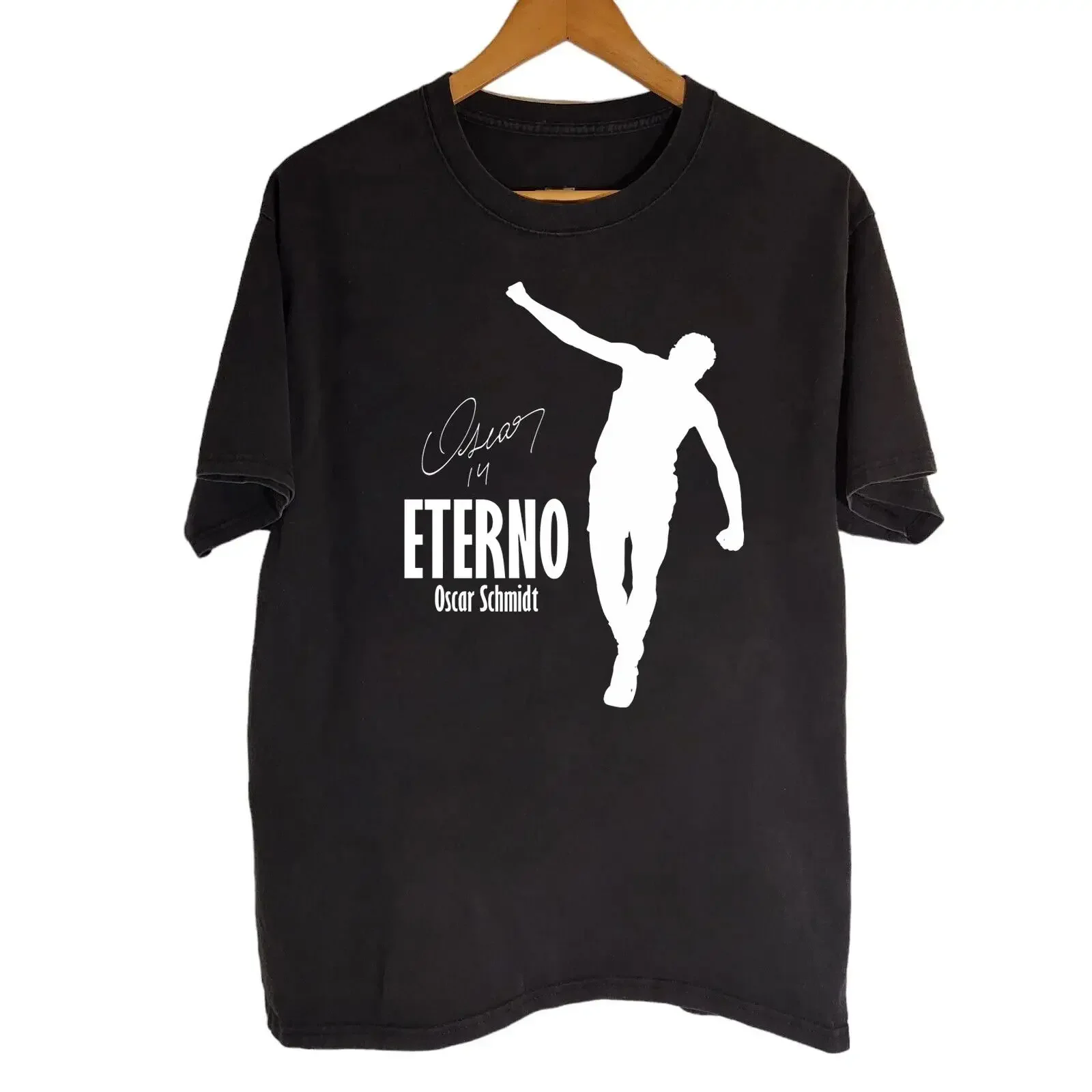 Camiseta Oscar Schmidt Preta de Algodão Tamanho Completo S a 5XL TH580 Vintage Lavada Estilosa Respirável Unissex para Uso Diário Masculina