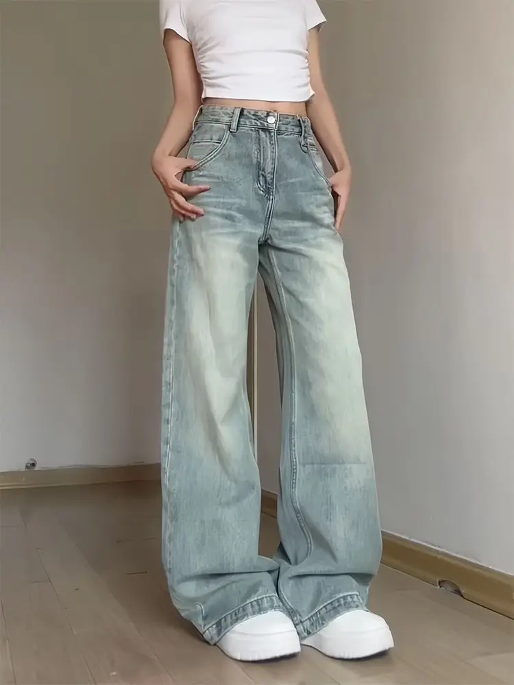 

American Retro High Waist Wide Leg Jeans Women's Summer New High Street Design Sense Loose Drooping Draggle-Tail Straight Trouse