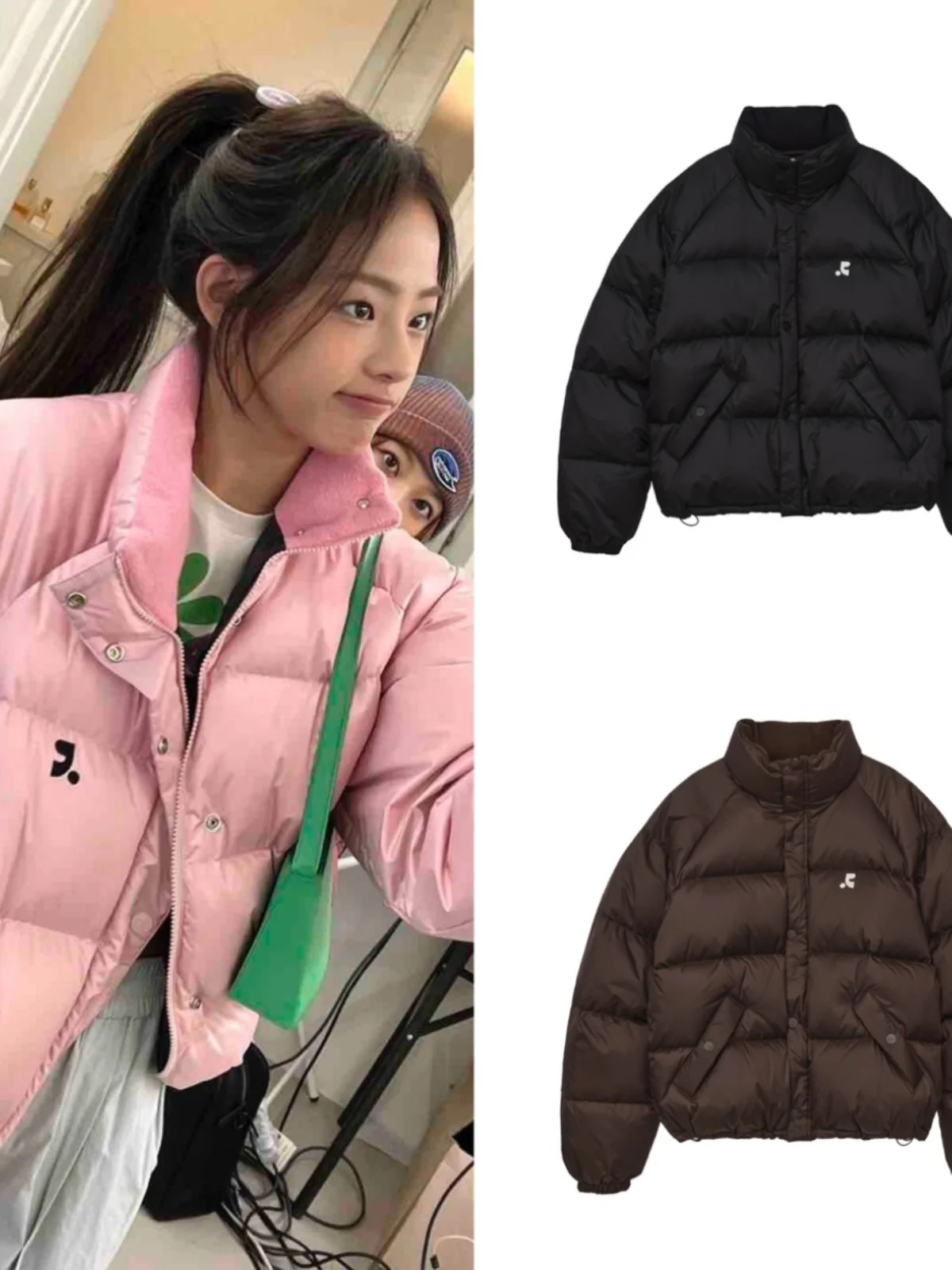 

Puffy Bread Sle down Jaet Loose Fit Warm Stand Collar Duling RR Gold Art Lin Women's Thiened Autumn Winter Coat