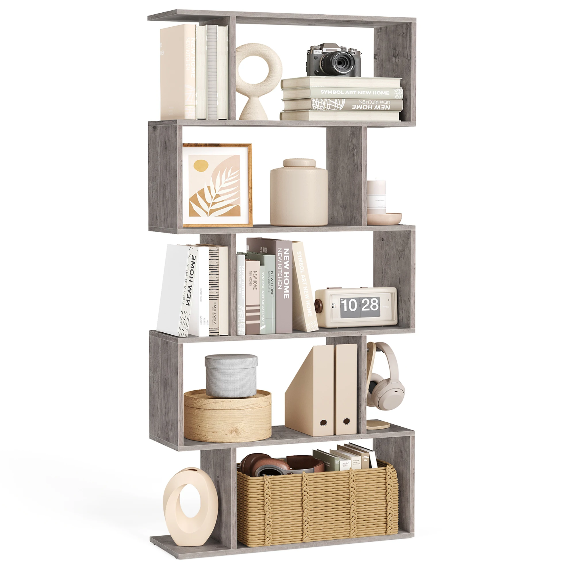

VASAGLE Bookshelf, 5-Tier Bookcase, Tall Display Shelf, Freestanding Storage Shelf, Room Divider, for Home Office, Living Room
