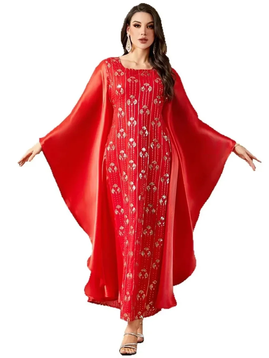 فستان إسلامي طويل للنساء عباية حفلات ترتر فيستدوس لارغوس عيد رمضان المغرب دبي عبايات قفطان فساتين إسلامية 2026 رداء #4