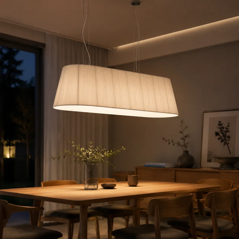 Modern Nordic Fabric Pleated Long Oval Shade Minimalist Commercial Decor For Cafe Restaurant Dining Room And Home Pendant Lamp