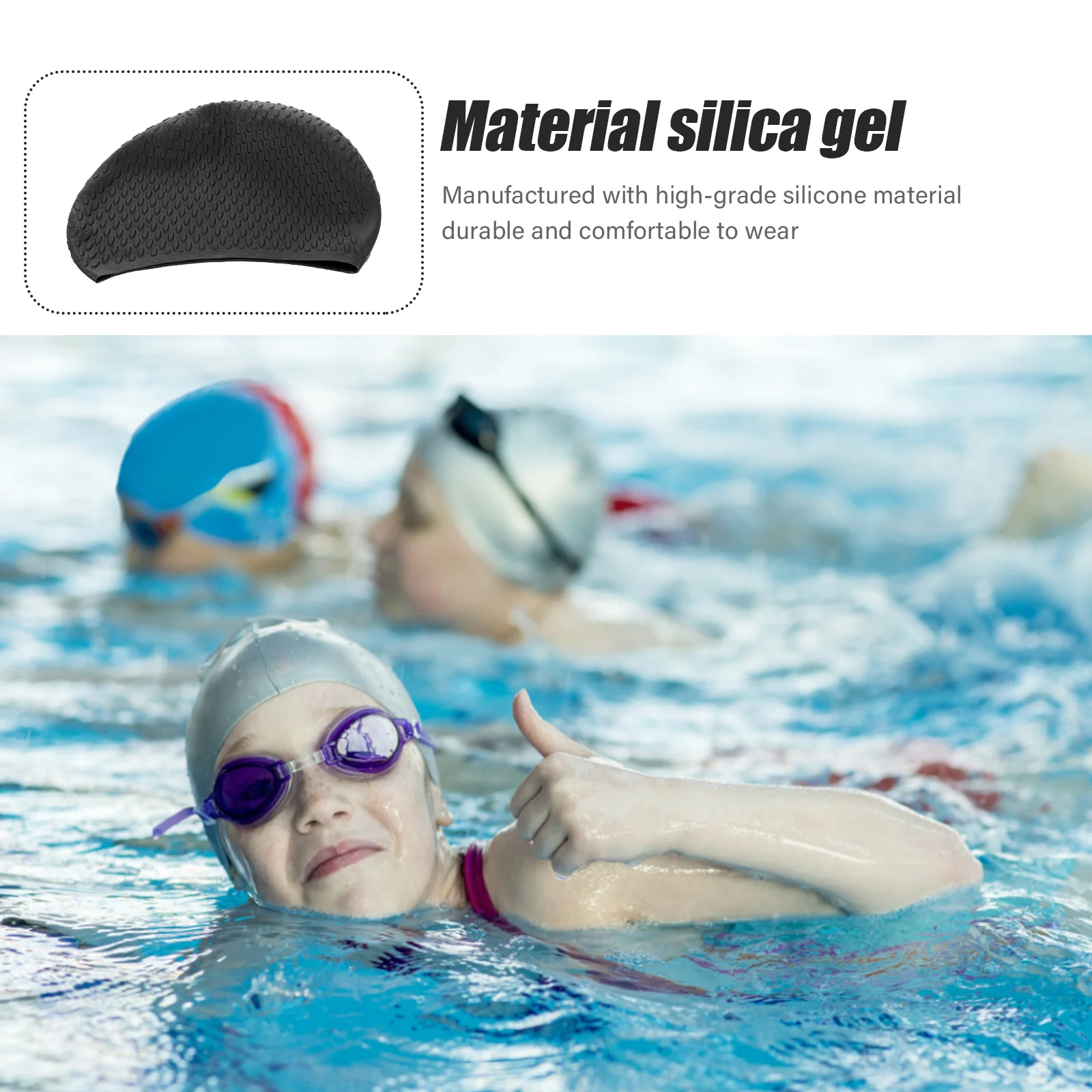 

Silicone Swimming Cap Waterproof Lightweight Stylish Head Protective Swim Hat Water Drop Shape Bathing Cap for Adults