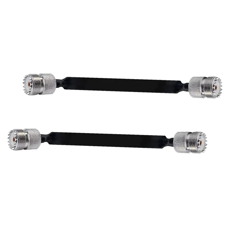 2Pcs- 20Cm RF Coaxial Cable Window/Door Pass Through Flat Cable, SO239 UHF Female To Female Male Connector