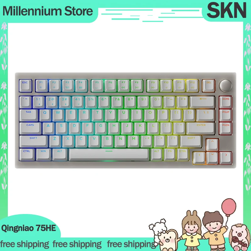 

SKN QingNiao 75HE Magnetic Switch Mechanical Keyboard 3Mode 2.4G Wireless Bluetooth Keyboard Customized Gaming Accessories Gifts