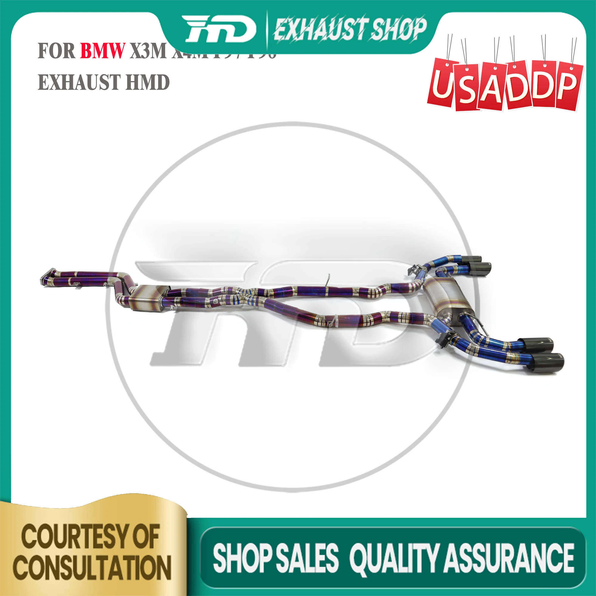 

HMD Exhaust Catback for BMW X3M X4M F97 F98 Ti Electronic valve Muffler Tips X-pipe exhaust design Exact Fit