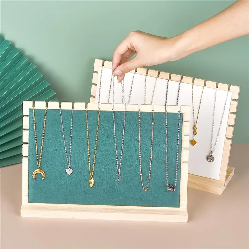 Creative Solid Wooden Necklace Frame Jewelry Display Stand Pendant Chain Bracelet Hanging Organizer Board Jewelry Display Props