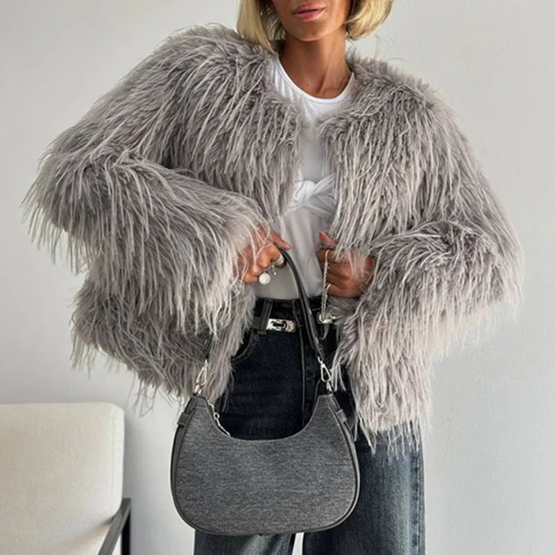 Talenza Women Short Fake Fur Jacket New Fashion Tassel Casual Fur Jacket Retro Office Lady High Street  Female Luxury Coat 2025