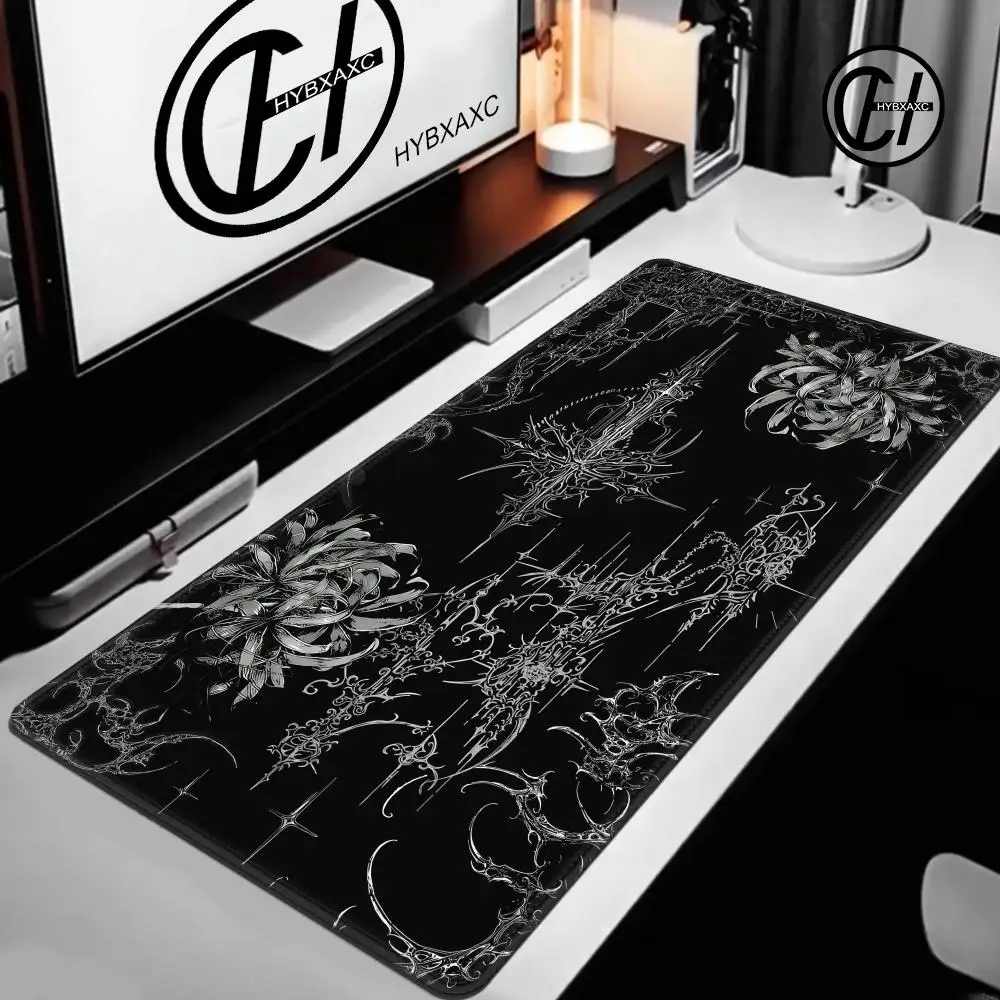 HYBXAXC Gothic Symbol Black White Skull Gaming Mouse Pad Large Mousepad XL Anti-slip Keyboard Accessories Office Laptop Desk Mat