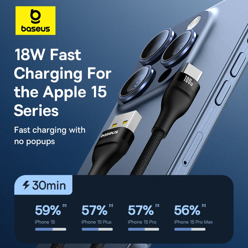 Kabel Baseus USB Typ C do iPhone 15/16 Plus/15 Pro/17 Pro Max, szybkie ładowanie, przewód do Huawei Honor, kabel do transmisji danych do Samsung Oneplus — zdjęcie produktu 3