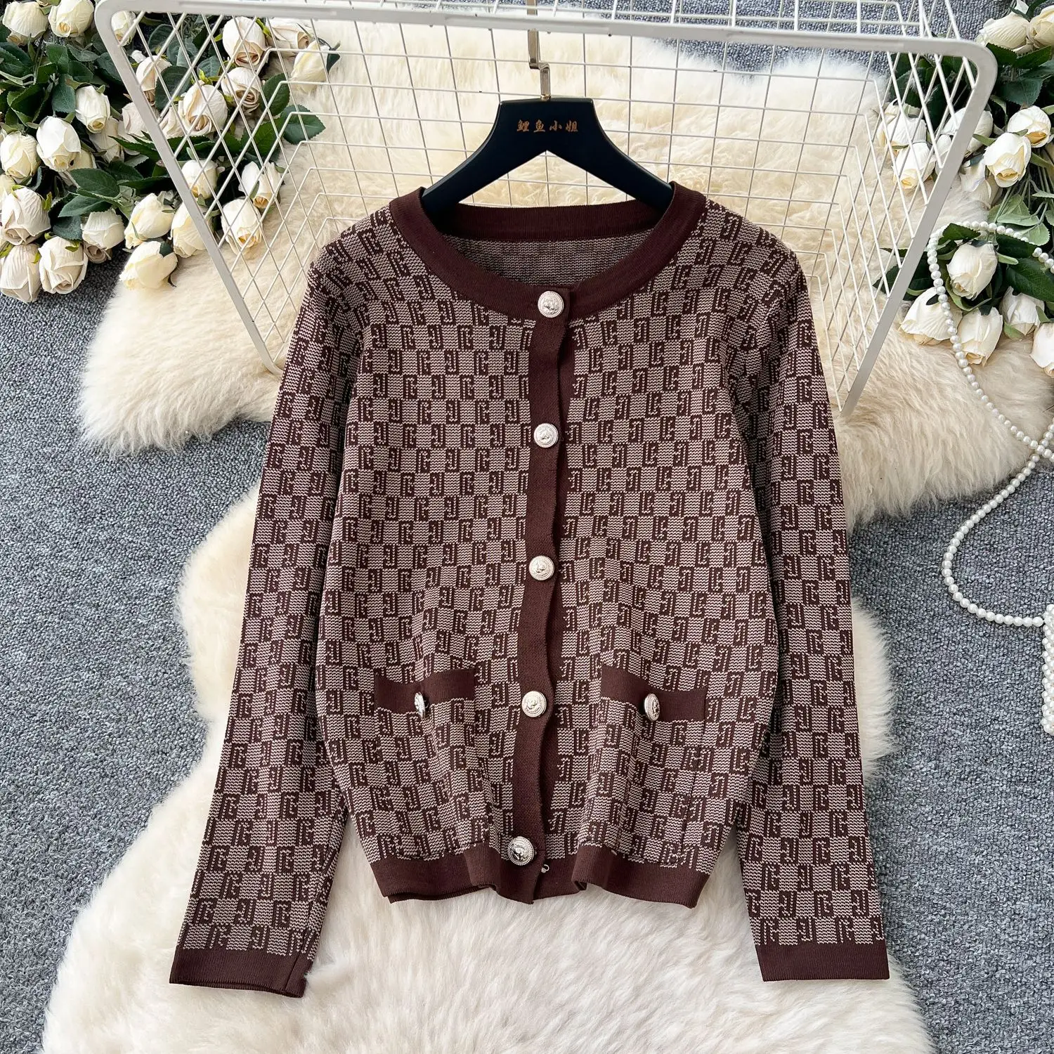 Conjunto de pantalón para mujer, conjuntos de dos piezas, suéteres de manga larga con cuello redondo, Tops, pantalones largos de pierna ancha, cintura elástica estampada, ropa de calle Y2k