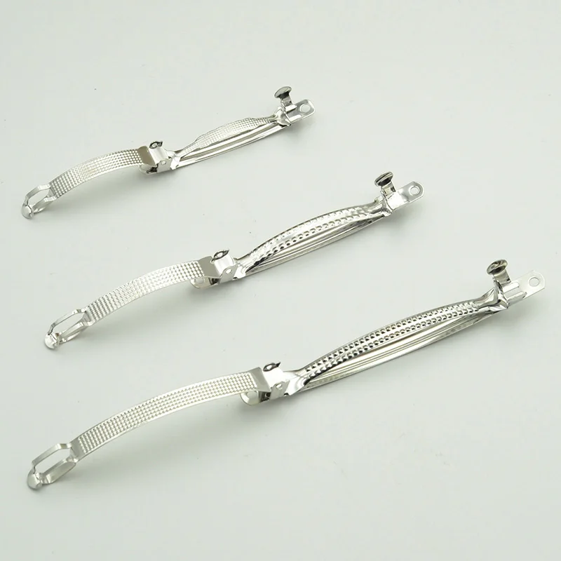 20PCS 6cm 8cm 10cm Double Locked Slim Checked Metal French Barrette Silver Steel Hair Clips for DIY Hairbows Hair Accessories