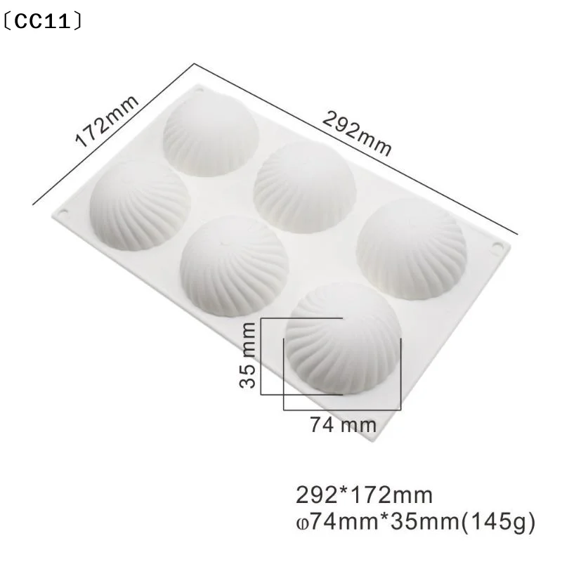 6 Cavity Semi Round Silicone Mousse Chocolate Mold Half Ball Cake Tray Silicon Dome Baking Moulds Pudding Candy Jelly Tool〔CC11〕 view 6
