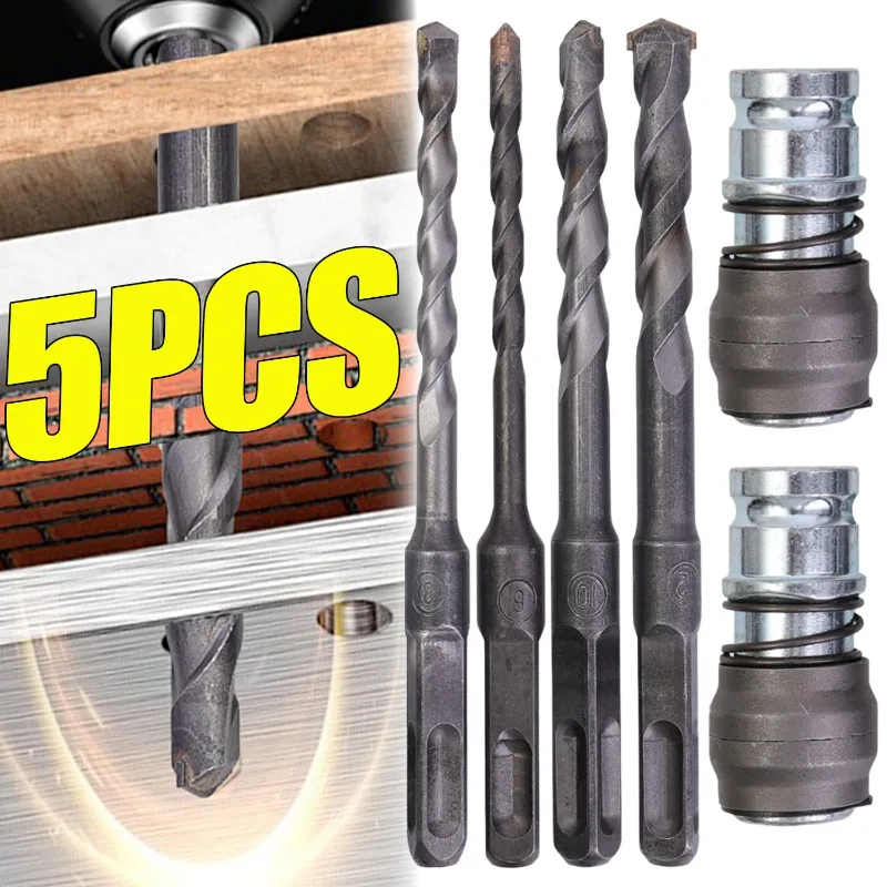 

5/1pcs Rotary Hammer Drill Bits Electric Drilling Hole Bit Adapter 6mm-12mm Metal Impact Drywall Bits Home Repair Tool Accessory