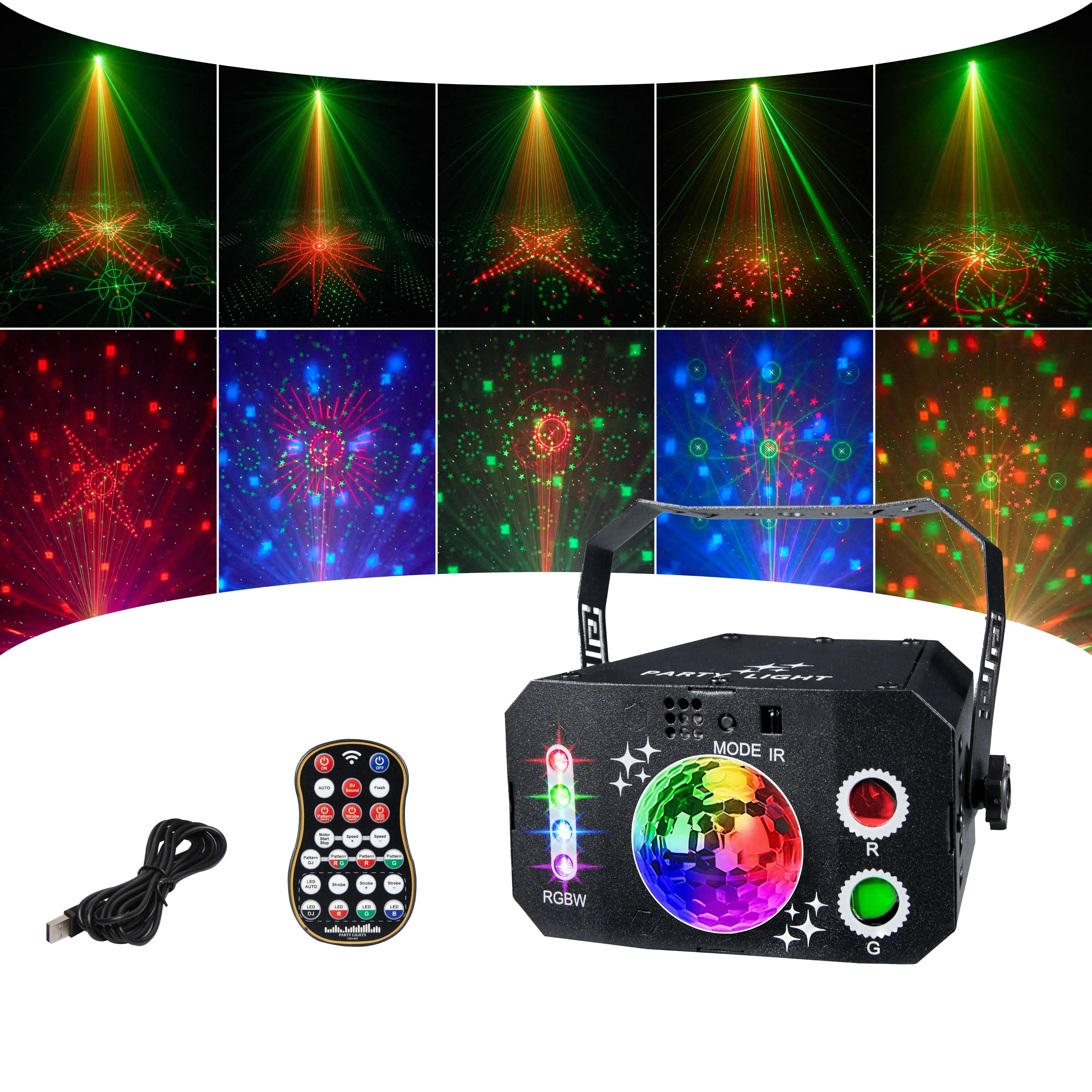 WZSTAR Indoor RGBW Beam Light Sound Activated Remote Control LED Stage Lights for Xmas Bar Parties Holiday Club Christmas DJ