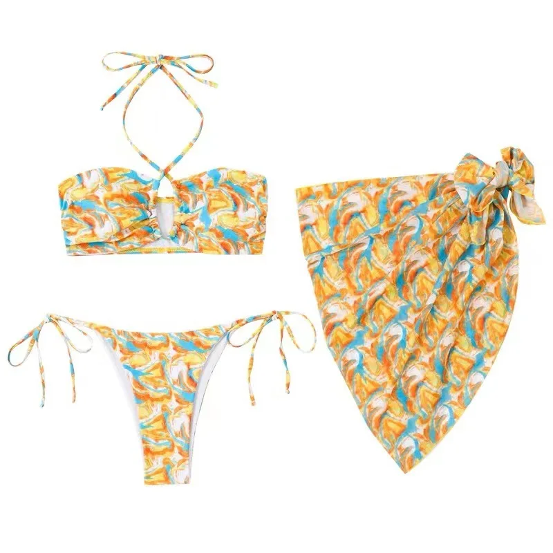 Sexy Floral Bikinis Bandeau Swimsuit for Woman 2026 Female Swimwear Women Thong Bikini Set Summer Swim Beach Wear Bathing Suits