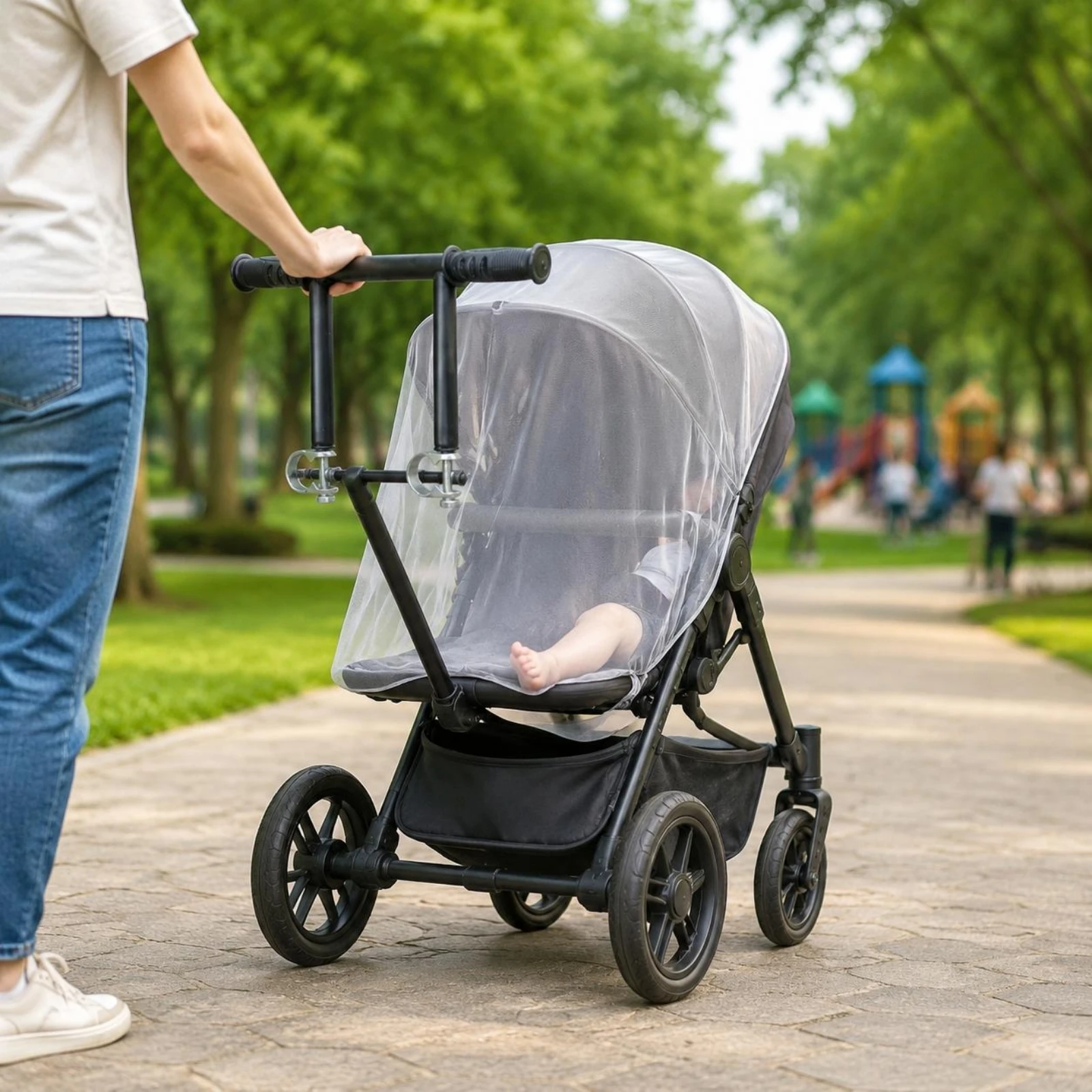 Stroller Handle Extender Elevated Stroller Push Handle Baby Gear Accessory Clamp Mount Carry Add-on Ergonomic view 6