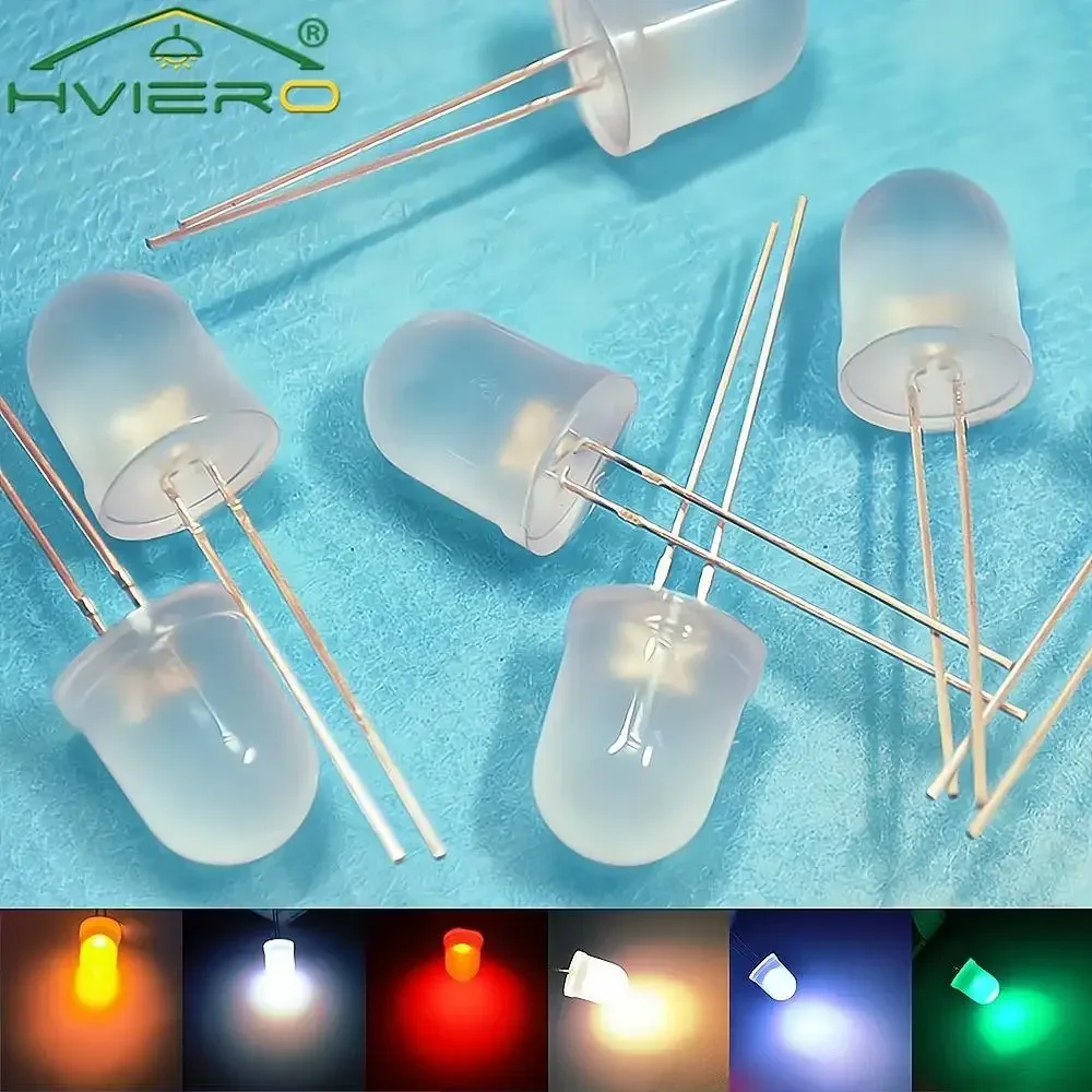 Perles de Lampe LED Diffusées, Blanc, Rouge, Vert, Bleu, Jaune, Ultra Lumineux, Ampoule DIY, Diodes Électroluminescentes, Eau Claire, 10mm Min,