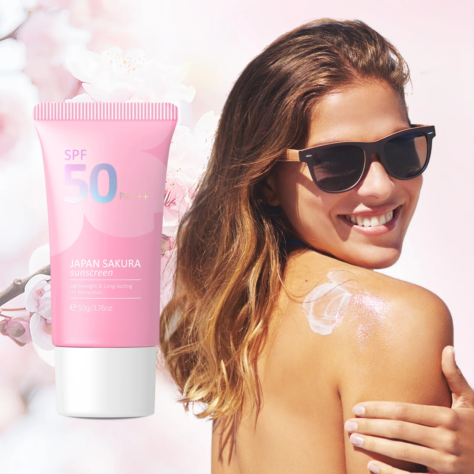 Sakura-Crème hydratante réparatrice pour le visage Spf50, gel isolant, protège du soleil et des nuits