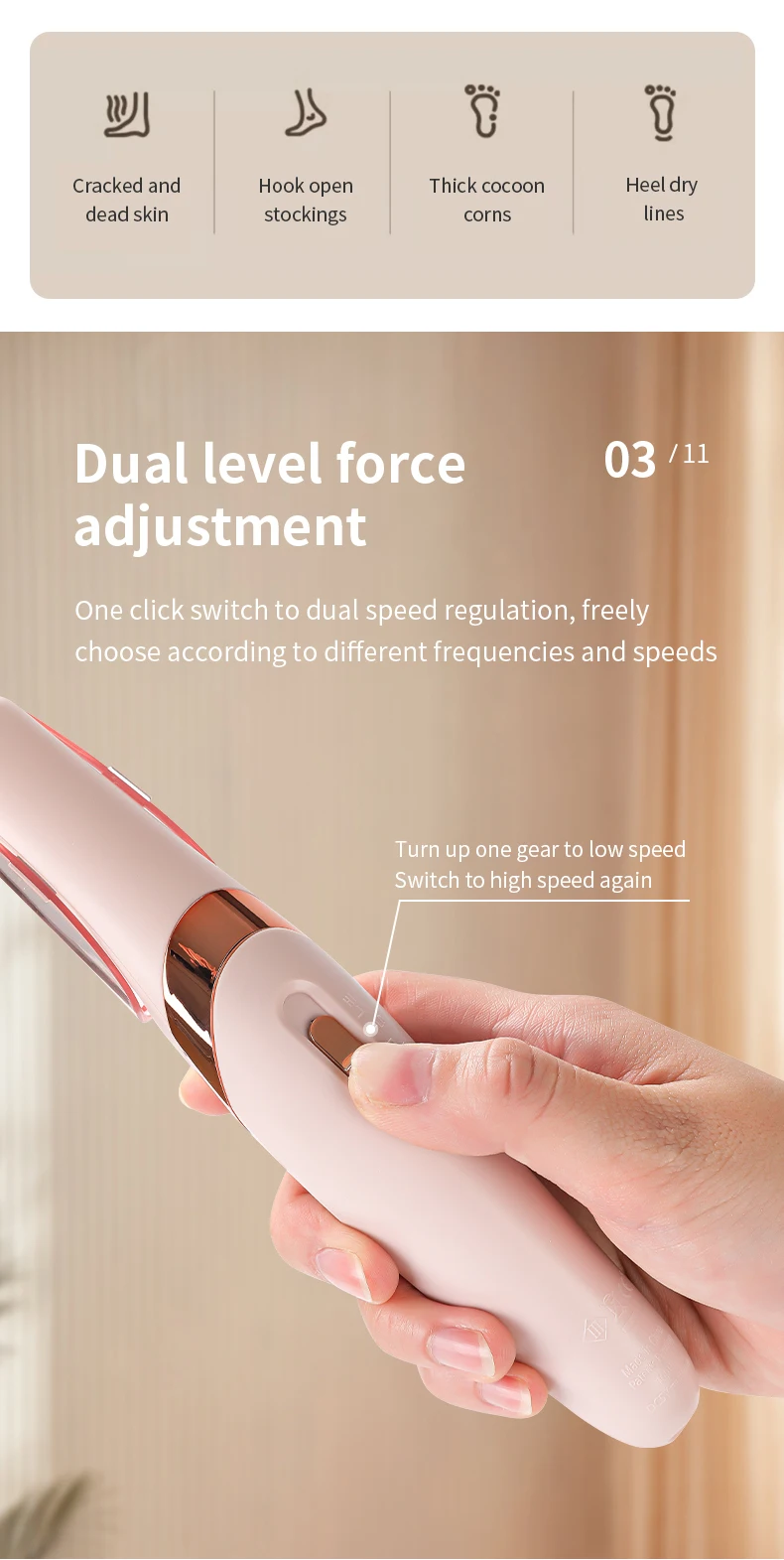 Electric Foot File Waterproof Callus Remover Rechargeable Grinder_voghion.com