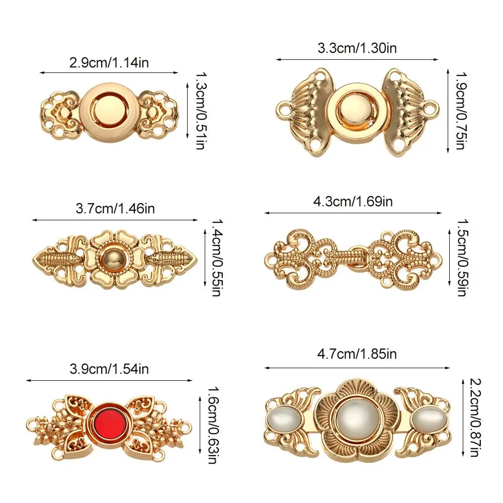 6Pcs Retro Sweater Scarf Clasp Metal Buttons Cape Cloak Clasp Cheongsam Buckle Connection Buckle