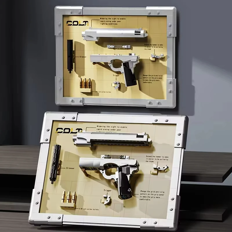 

Mechanical Revolver JQ1103 Model Building Blocks MOC: Colt & Western Pistol Kits, Detailed Assembly Project for Adult Model Fans