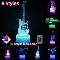 Acrylic 3D Table Lamp Touch Remote Control  Bass Guitar Violin Home Room Decor LedLights Lamp Creative Music Night Lights Gift