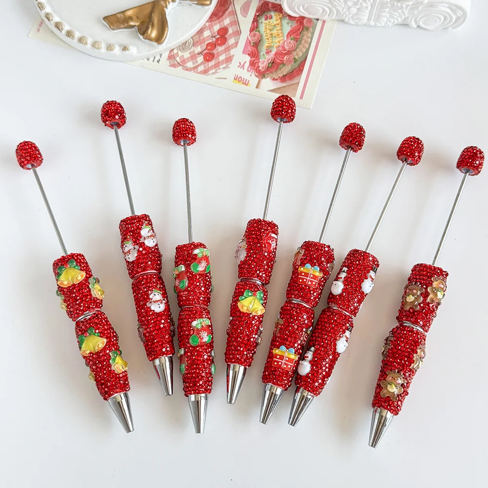 

Cordial Design 17*147MM 20Pcs Hand Made/Red Rhinestone Plastic Pens/DIY Christmas Beaded Pen/Beadable Pen Findings #19180