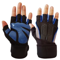 Guantes de gimnasio deportivos para culturismo al aire libre, envoltura de muñeca, guantes de Fitness para hombres, medio dedo, transpirables, antideslizantes, soporte